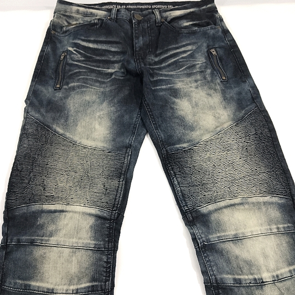 VERSACE 19V69 Moto Cotton Denim Five Pocket Straight Leg Stretch Jeans 30x32 EUC